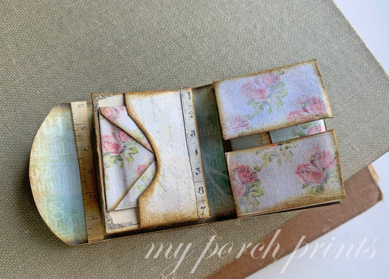 Mini Folio, Mini Album, Craft Kit, Junk Journal Kit, My Porch Prints, Imprimable, Mini Book, Miniature, Book, Digi Kit, Digital, Download image 6