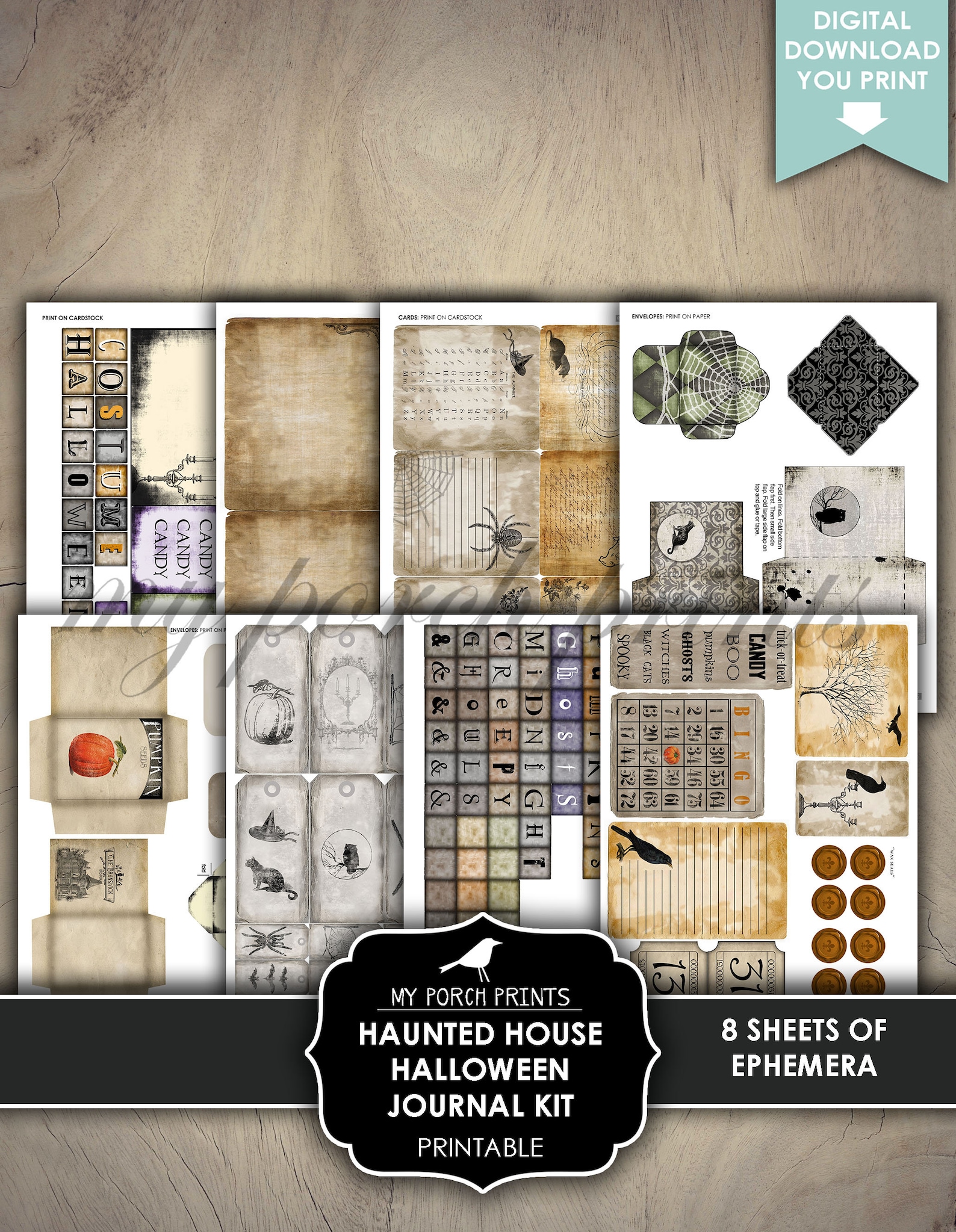 Haunted House, Halloween, Junk Journal Kit, Craft, for Kids, Printable ...