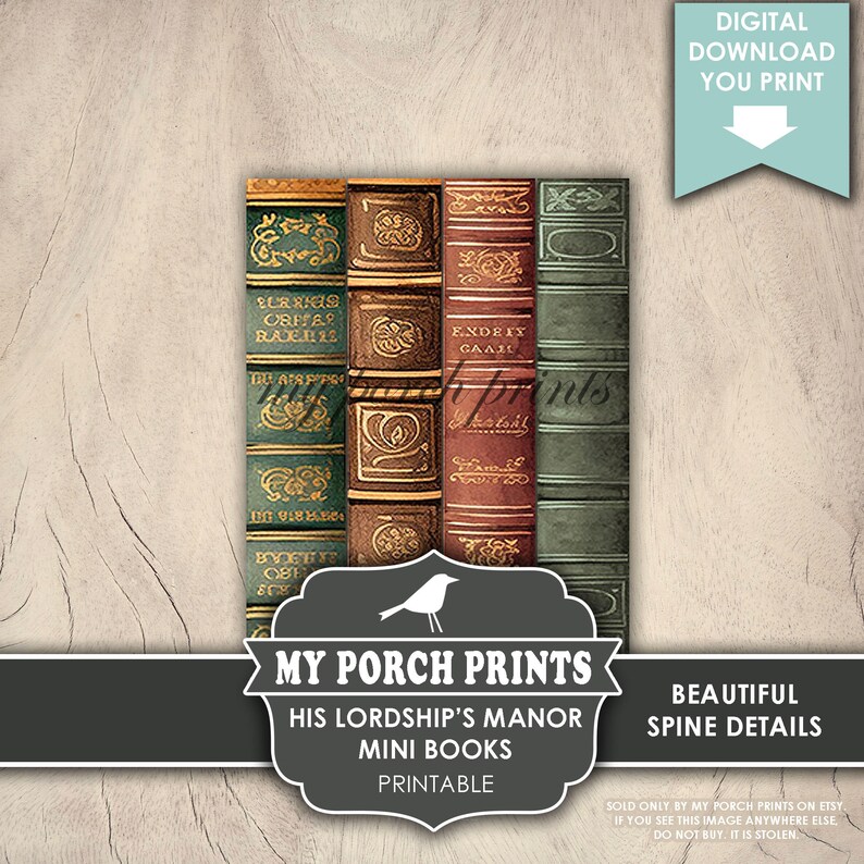 His Lordship's Manor Mini Books, Junk Journal, Miniature, Masculine, Victorian, Vintage, Book, My Porch Prints, Printable, Digital Download immagine 7