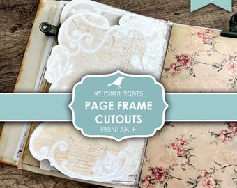Junk Journal, Page Frame Cutouts, Insert, Decorative Design, Paper, Neutral, Victorian, Elvish, My Porch Prints, Digital Download, Printable