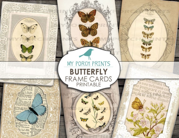 Junk Journal Printable Journal Supplies, Digital Paper Scrapbook Prints,  Vintage Butterflies, Bird Ephemera, Butterfly Papers, Ephemera Pack 