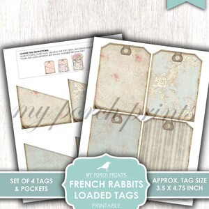 French, Rabbits, Loaded Tags, Junk Journal, Easter, Bunny, Basket ...