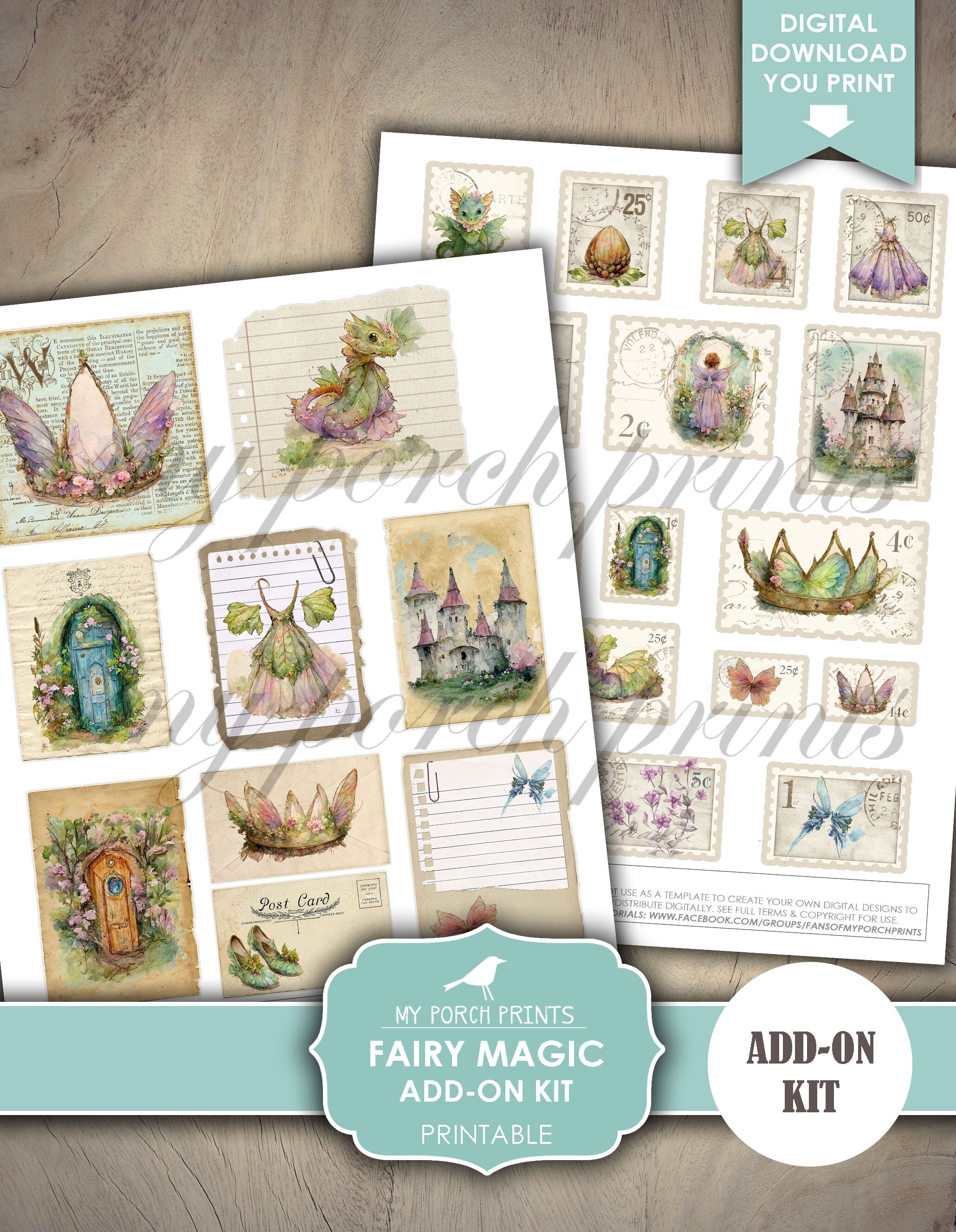 Junk Journal, Fairy Magic, Add on Kit, Fairies, Woodland, Castles ...