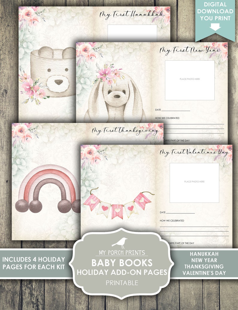 Baby Book Holiday Add On Pages Junk Journal Kit Girl Etsy