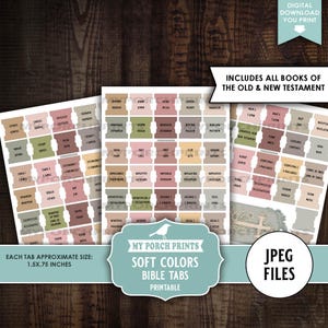 Soft Colors Bible Tabs, Earth Tone Printable Fussy Cuts Scripture Faith Stickers My Porch Prints Printable Digital Download, Zip JPEG Files image 3