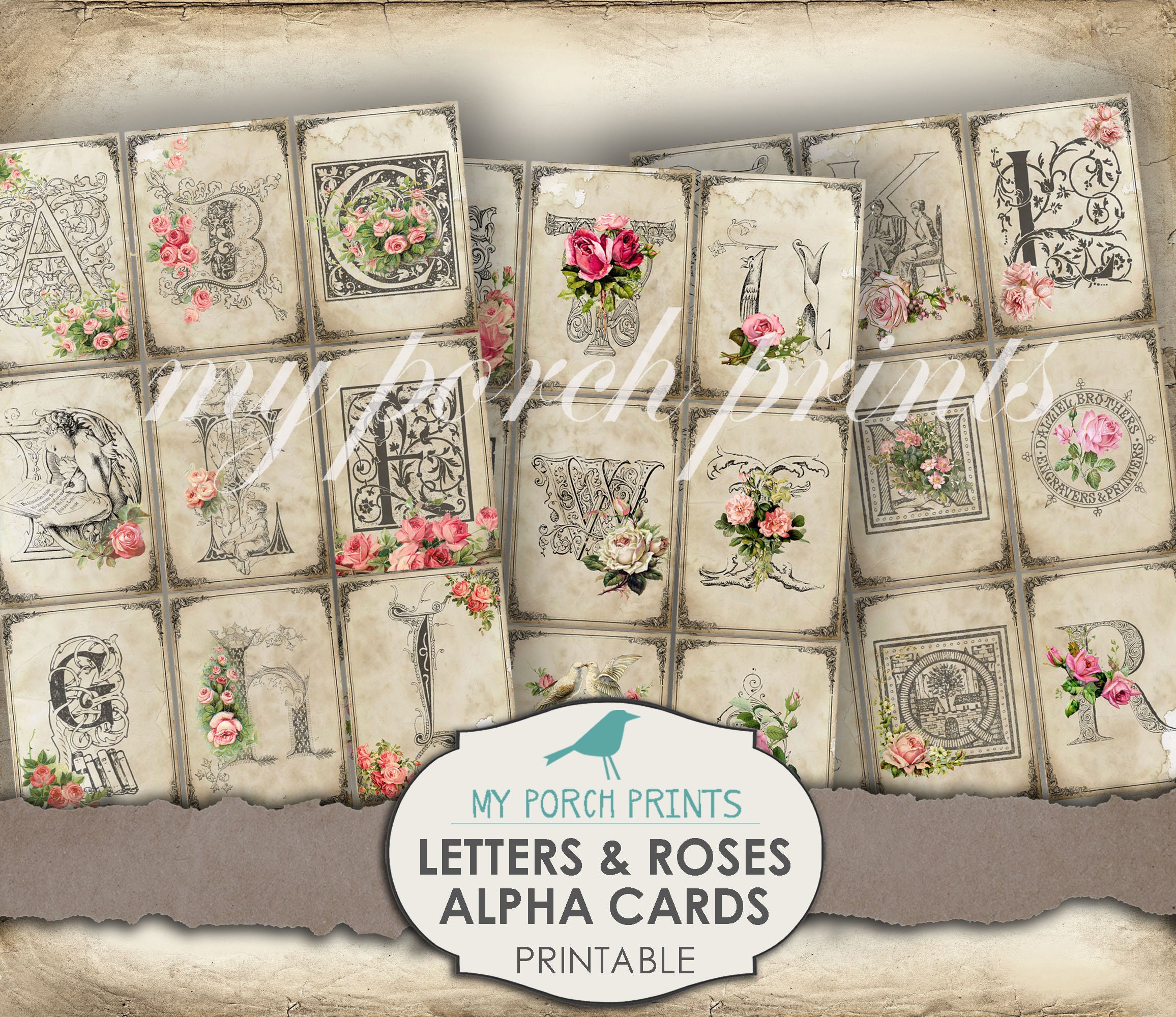 Letters & Roses Alpha Card Junk Journal Pocket Letter - Etsy