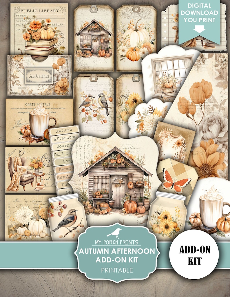 Junk Journal, Autumn, Afternoon, ADD ON, Kit, Fall, Halloween ...