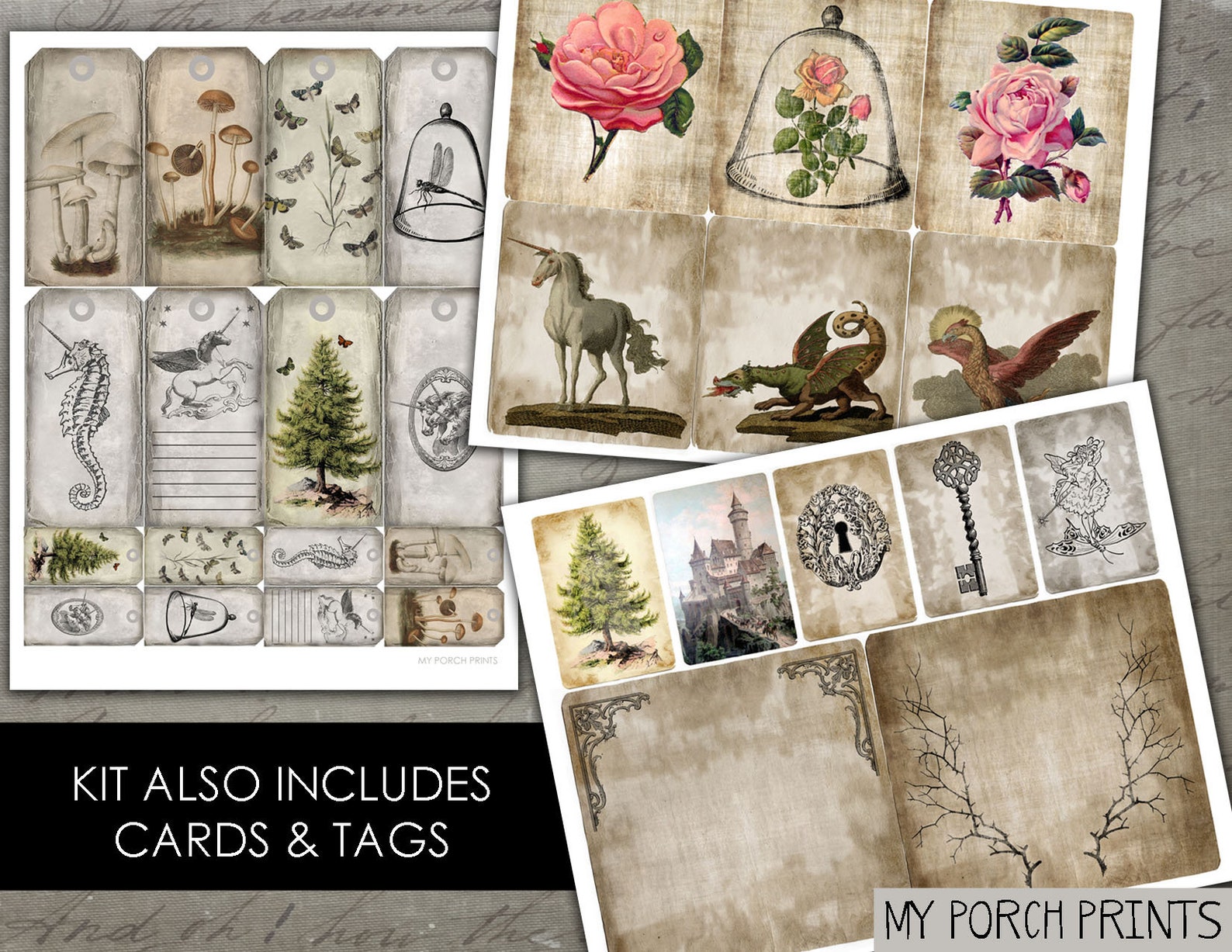 Fairy Tale, Junk Journal Kit, Forest, Vintage, Scrapbook Kit, Page ...