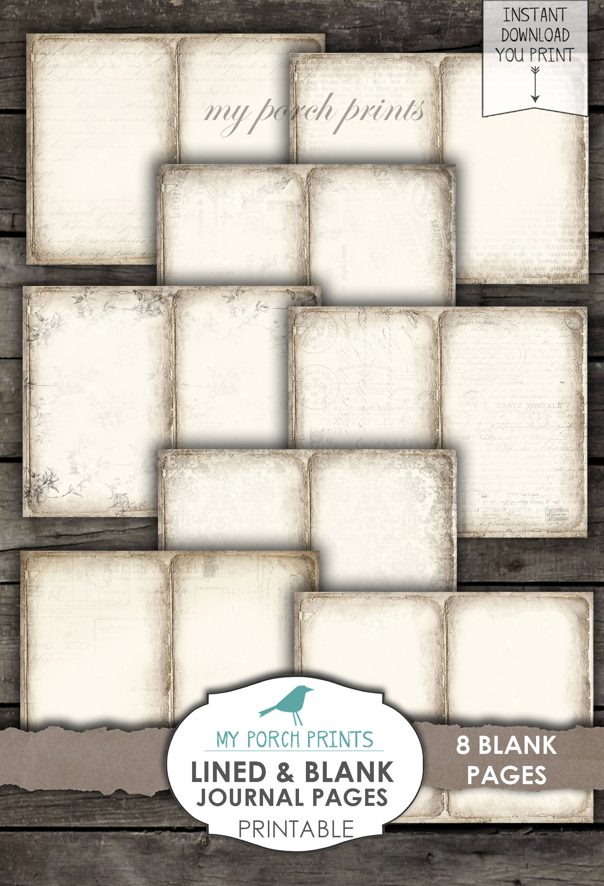 Lined & Blank Journal Pages Junk Journal Kit Neutral - Etsy