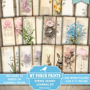 Spring Skinny Junk Journal Kit, Tall, Vintage, Pastel, Floral, Easter ...