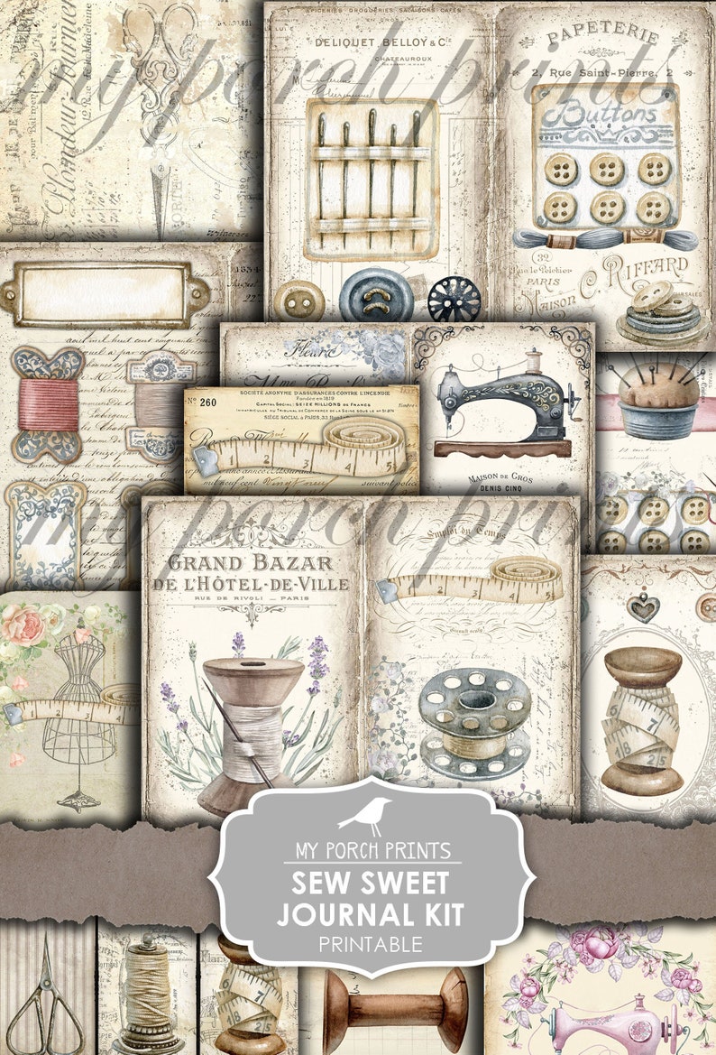 Junk Journal Kit Sew Sweet Sewing Vintage Sew Pin My Etsy Australia