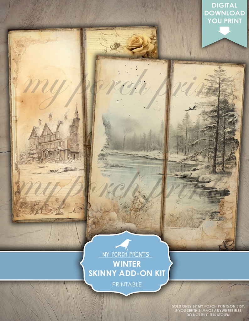 Winter Skinny ADD-ON Kit, Tall, Victorian, Junk Journal, Vintage ...