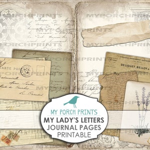 Pages de journal indésirable, lettres de ma femme, neutre, 8,5 x 11 pouces, livre, vintage, kit, impressions de ma véranda, carte, téléchargement numérique, papier imprimable