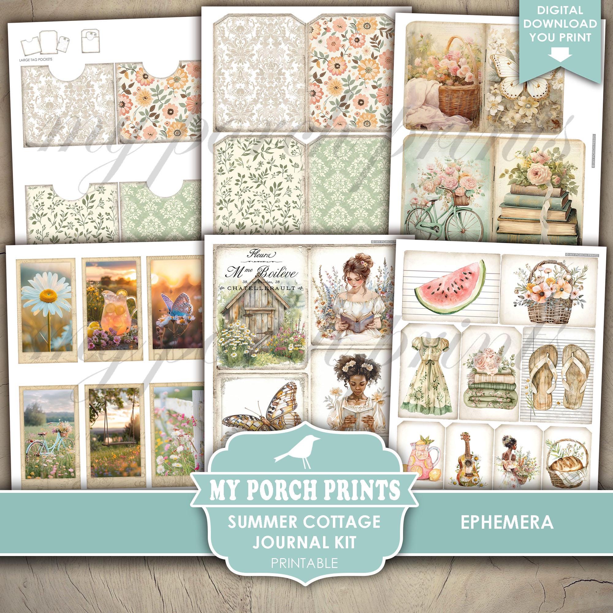 Summer Cottage Junk Journal Kit, Vintage, Floral, Spring, Pastel ...
