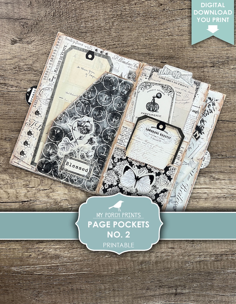 Page Pockets No. 2 Junk Journal Folio Kit, Folder, Black and White ...