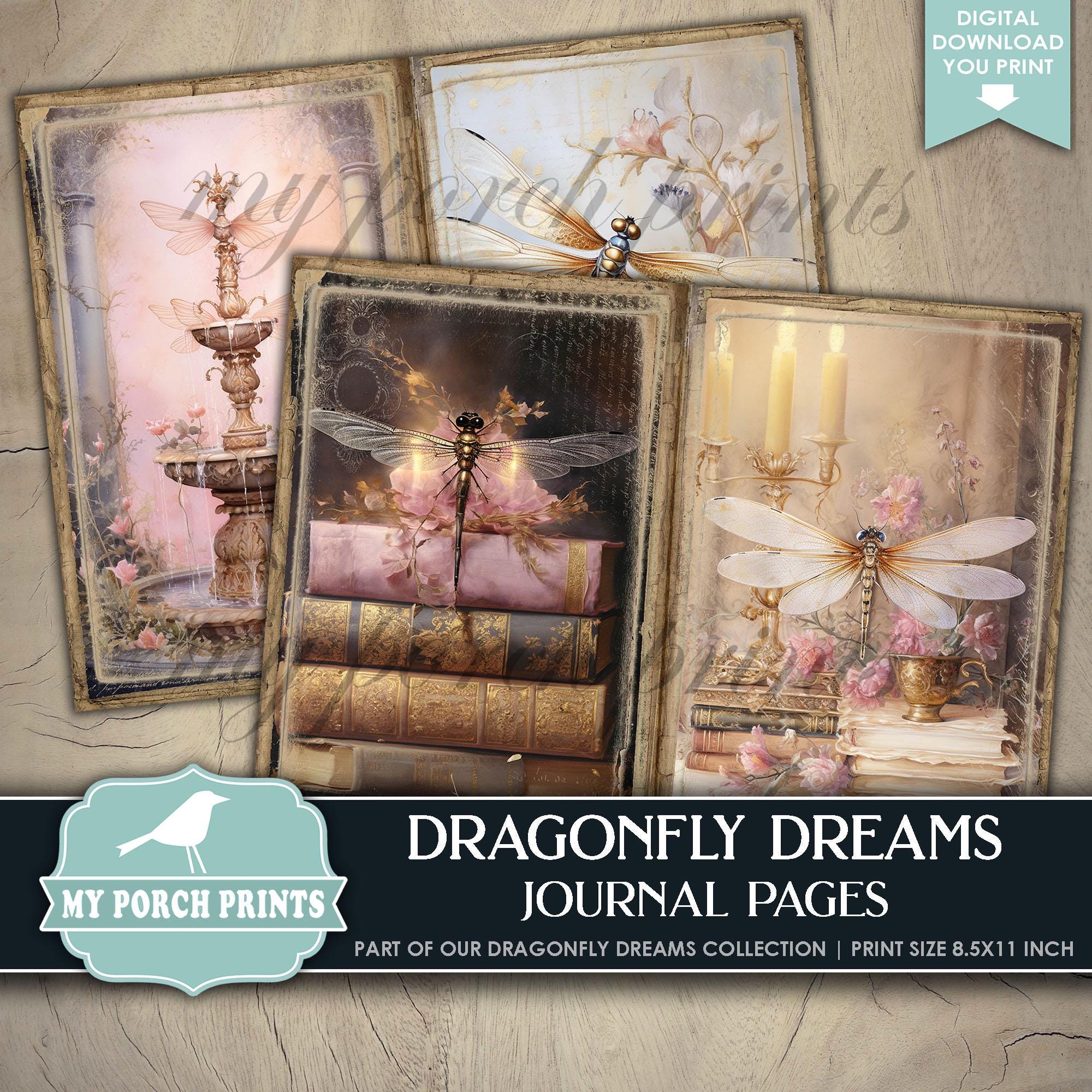 Dragonfly Dreams PAGES & PAPERS, Junk Journal Forest Fantasy Enchanted ...