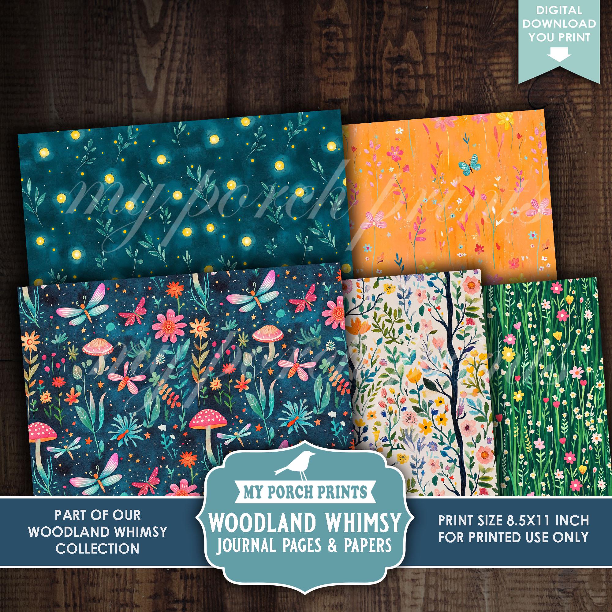Woodland Whimsy Junk Journal PAGES & PAPERS, Kit Colorful Boy Girl Kids ...