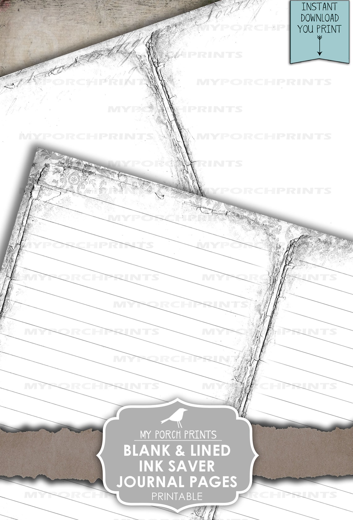 Journal Pages Junk Journal Printable Papers Ink Saver - Etsy