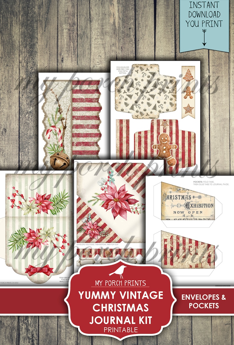 Christmas, Junk Journal, Kit, Yummy, Vintage, Printable, My Porch ...