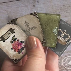 Faith Mini Books, inspirerend, bijbeltekst, Pasen, plakboek, afdrukbaar, vintage tag, miniatuur, junkjournaal, versiering, charme