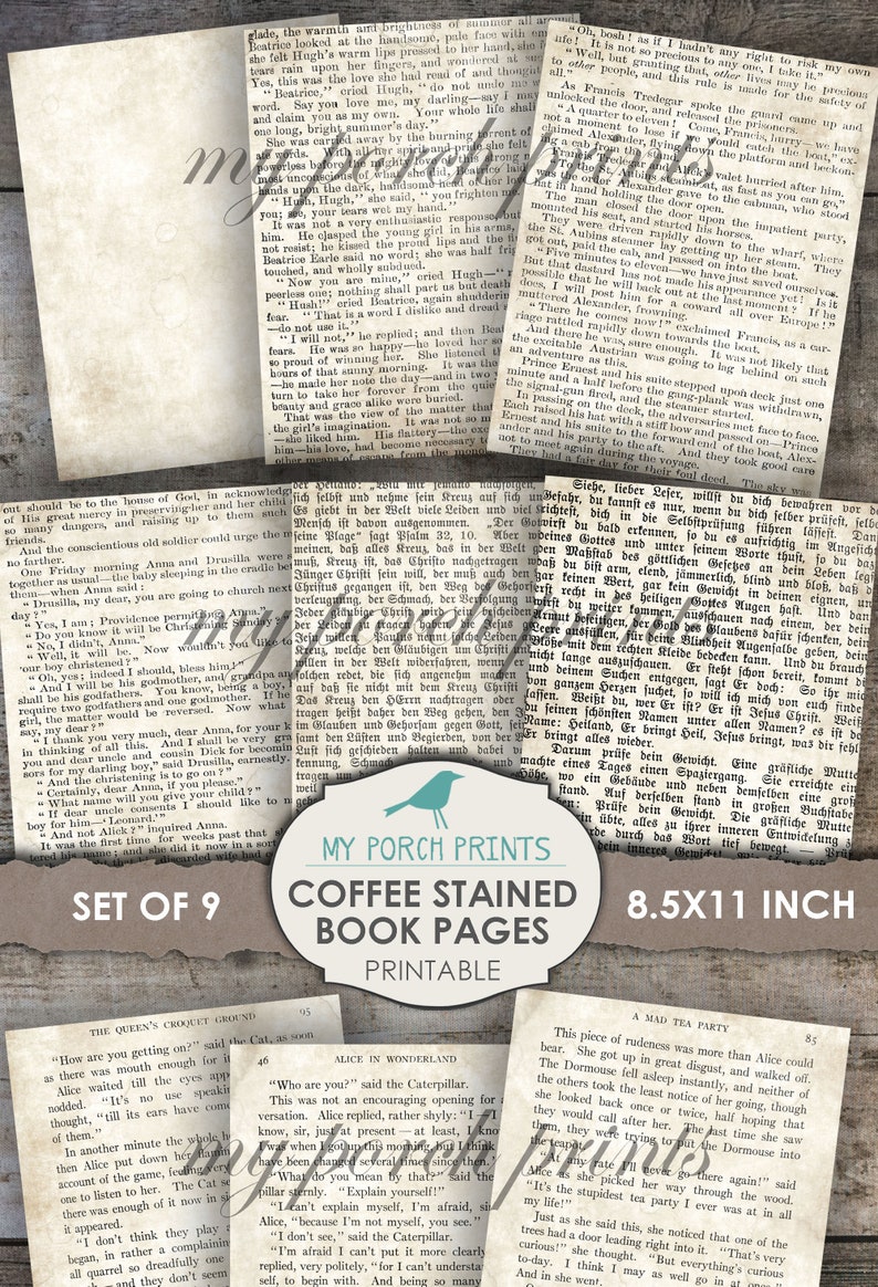 Coffee Stained Book Pages Printable Paper Journal Pages Etsy UK