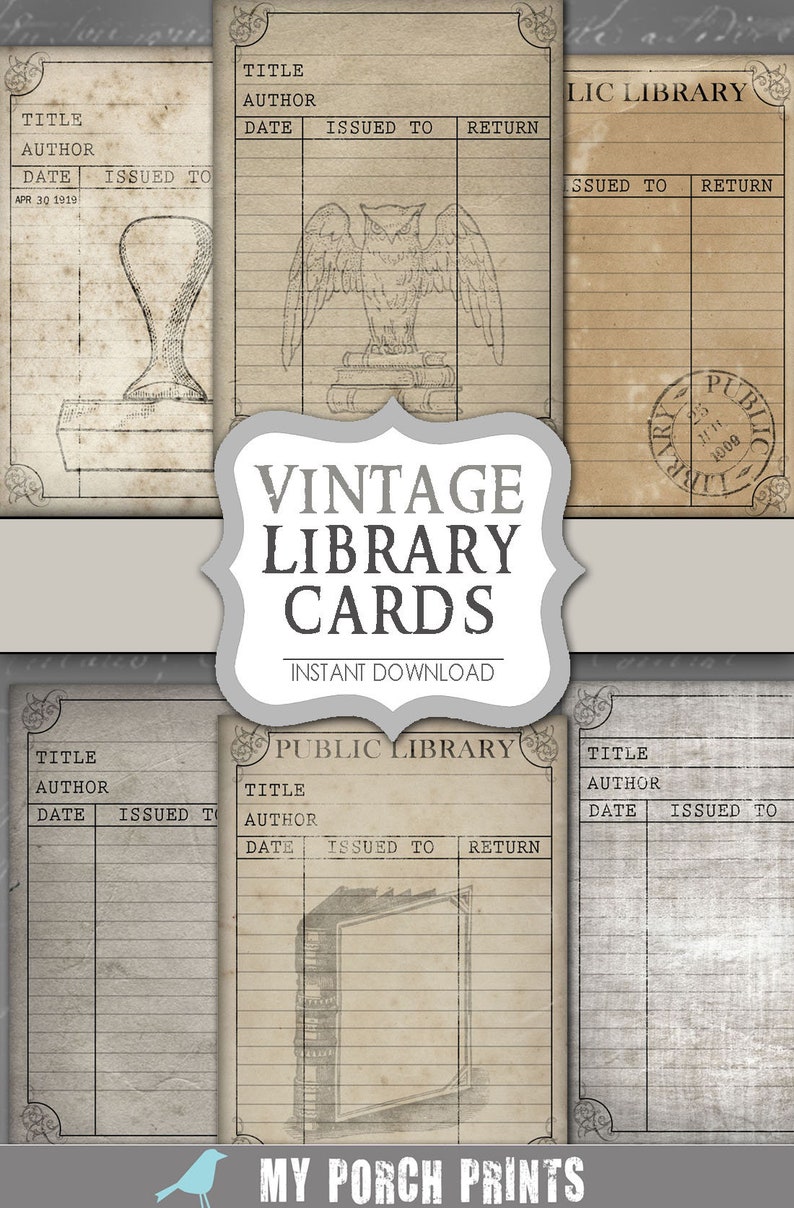 Junk Journal, Library Cards, ATC, Scrapbook, Paper, My Porch Prints ...