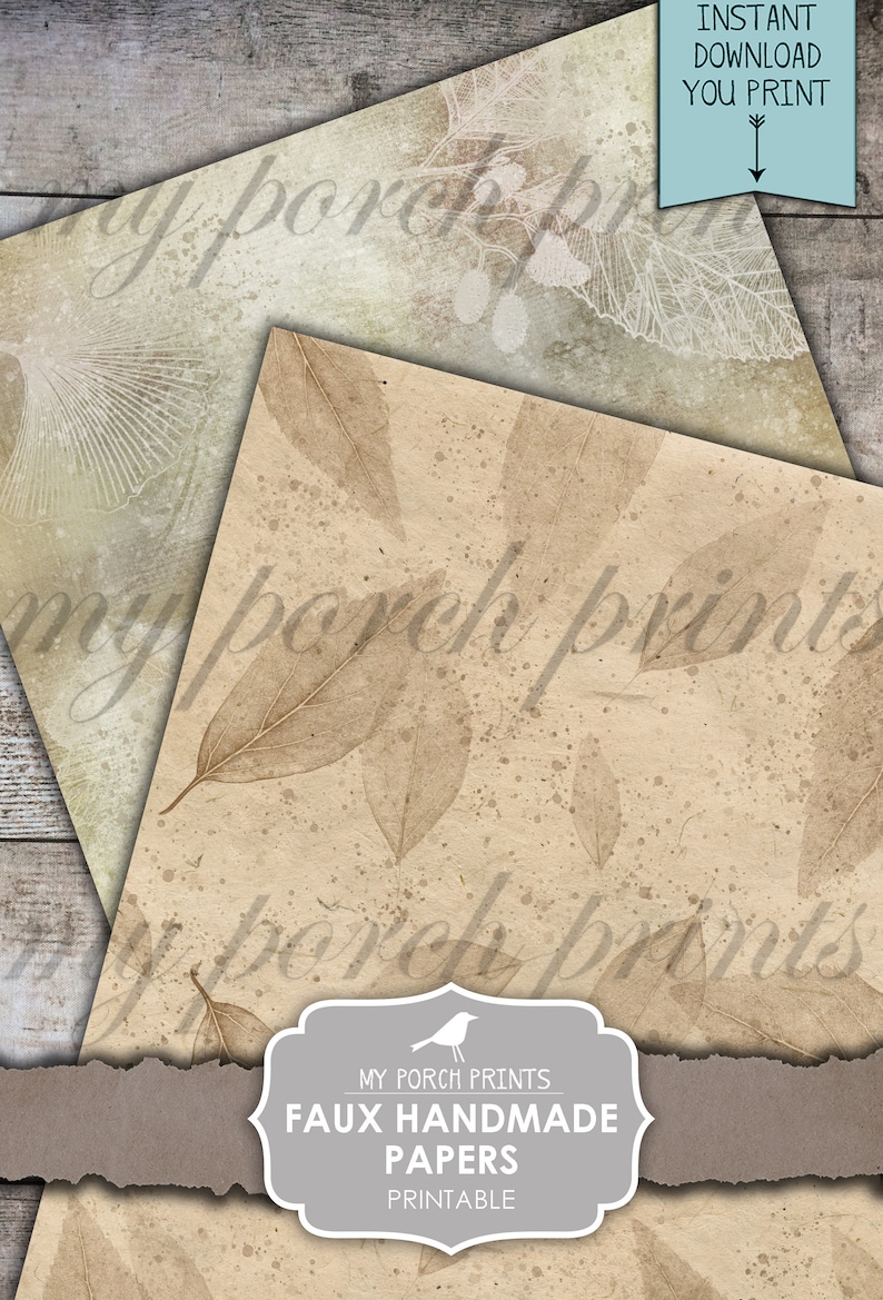 Junk Journal Faux Handmade Paper Collage Sheets Botanical Etsy Australia