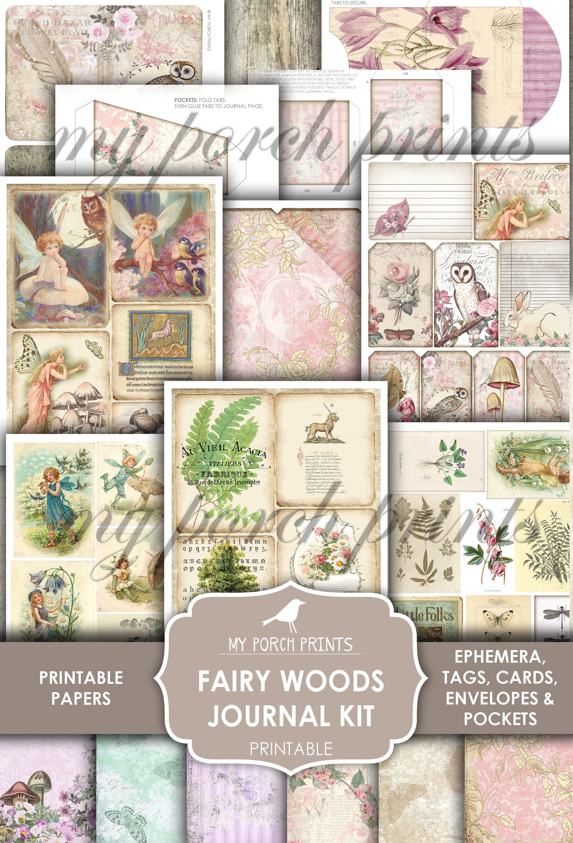 Junk Journal Kit, Fairy, Woods, Fairytale, Fairies, Pink, My Porch ...