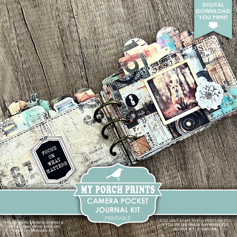 Camera Pocket Junk Journal Kit, Vintage, Travel, Instant, Photo, Photography, Gift Idea, Pic, My Porch Prints, Digital, Download, Printable image 6