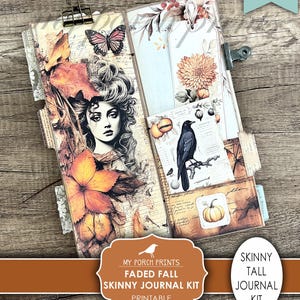 Faded Fall Skinny Junk Journal Kit, Tall, Autumn, Halloween, Orange, Pumpkin, Neutral, October, My Porch Prints, Printable, Digital Download