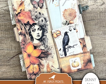Faded Fall Skinny Junk Journal Kit, Tall, Autumn, Halloween, Orange, Pumpkin, Neutral, October, My Porch Prints, Printable, Digital Download