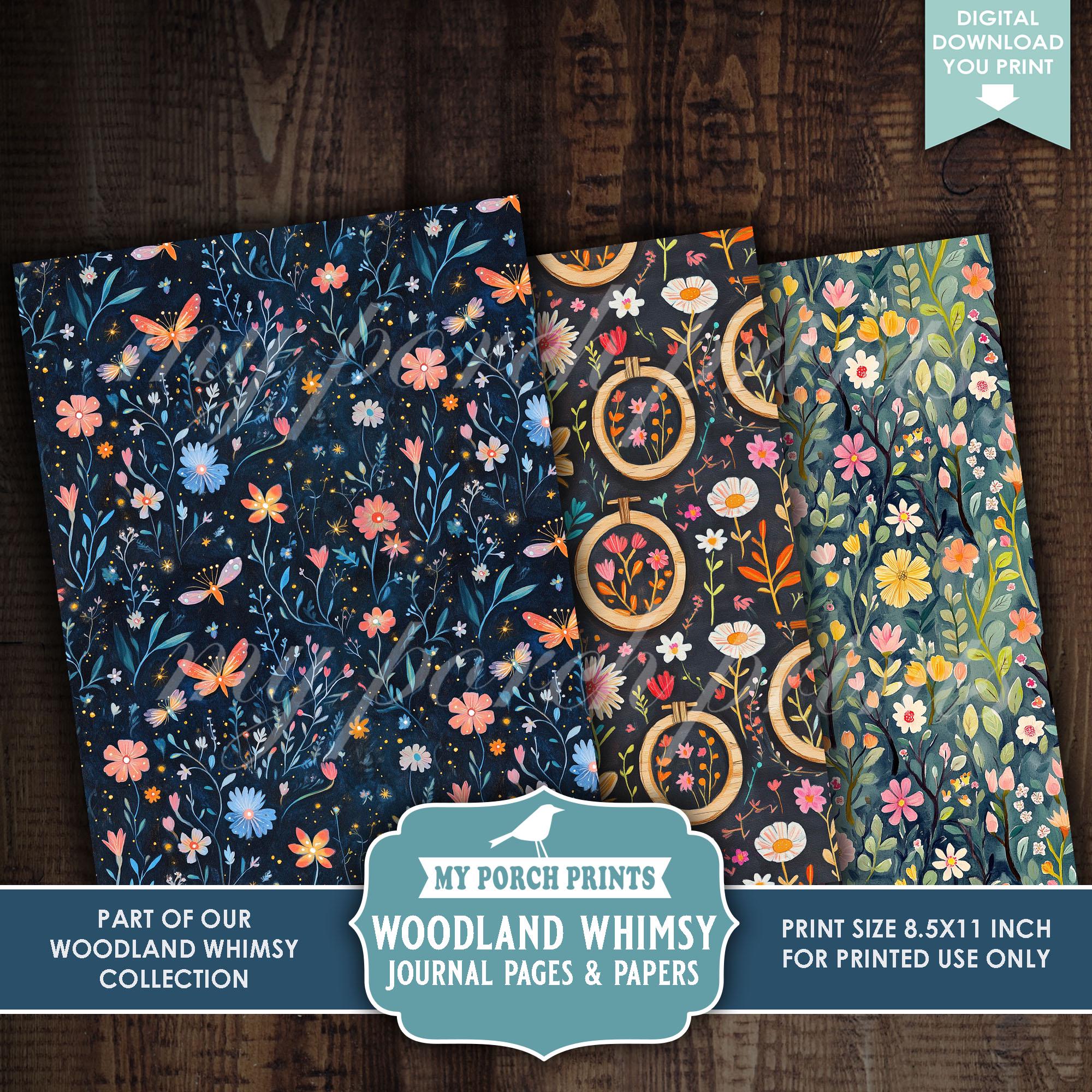 Woodland Whimsy Junk Journal PAGES & PAPERS, Kit Colorful Boy Girl Kids ...