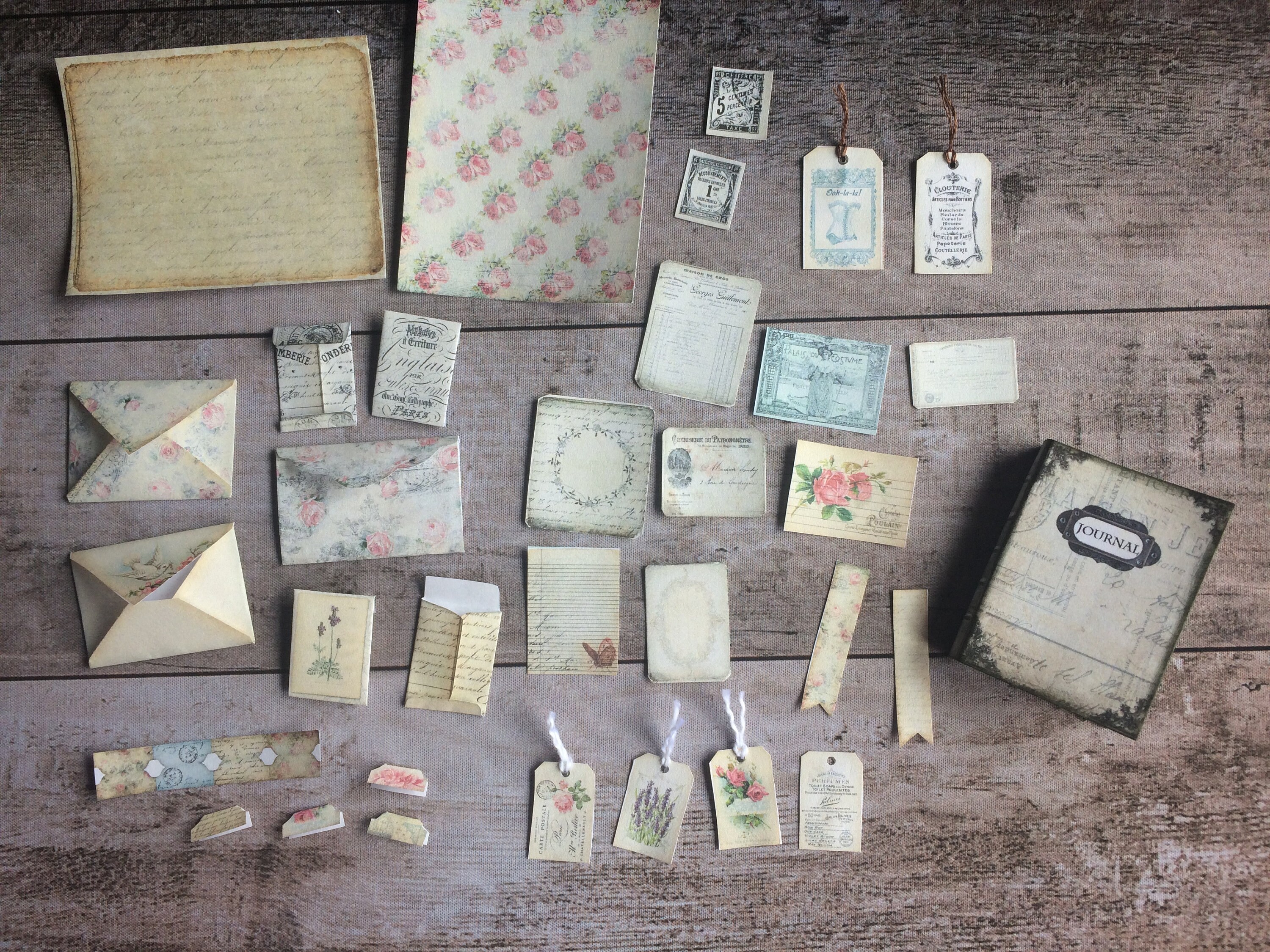 Mini Junk Journal, Ephemera, Printable, Vintage, Craft Kit