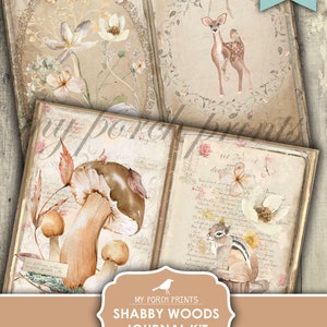 Junk Journal Kit, Shabby, Woods, Boho, Woodland, Forest, Animals, Baby ...