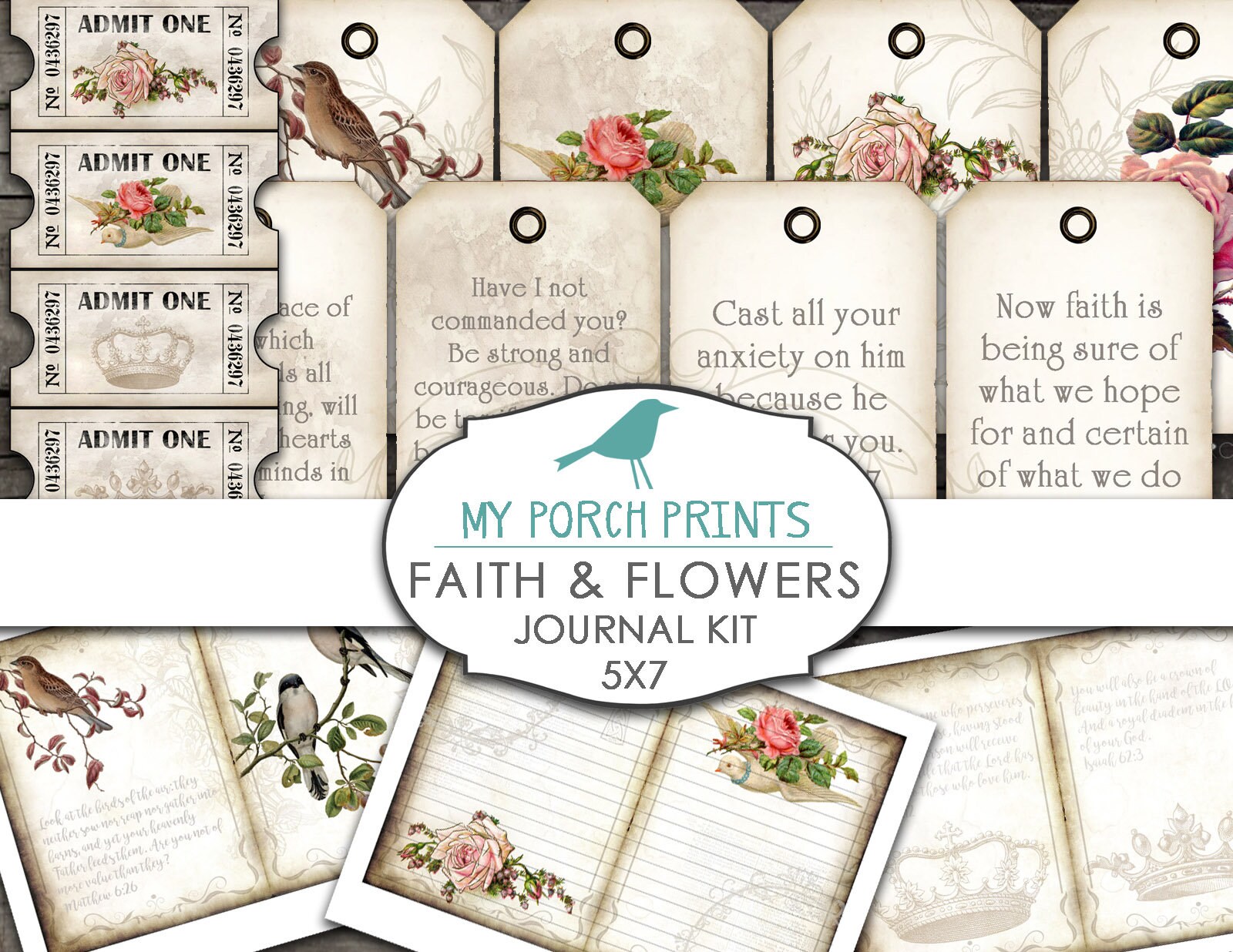 Faith & Flowers Journal Kit Journal Page Book Vintage - Etsy