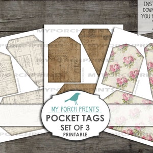 Pocket Tags, Loaded Envelope, Junk Journal Kit, Printable Ephemera, Collage Sheet, Paper, Layered, Insert, Vintage, Scrapbook, Download image 4