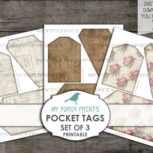 Pocket Tags, Loaded Envelope, Junk Journal Kit, Printable Ephemera ...