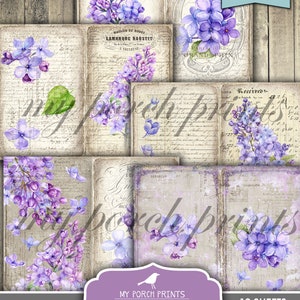 Junk Journal, Lilac Garden, Vintage, My Porch Prints, Spring, Purple ...