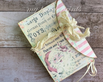 Shabby Pink Christmas Folio, Junk Journal Kit, Ephemera, My Porch Prints, Book, Printable, Junk Journal, Digital Kit, Vintage, Download