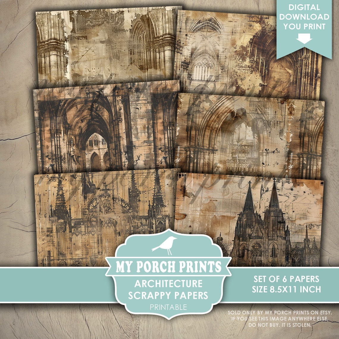 Architecture Scrappy Papers, Junk Journal, Masculine, Vintage, Grunge ...