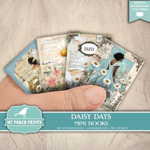 Daisy Days Mini Books, Junk Journal, Miniature, Flowers, Cottage, Blue, Farm, Country, My Porch Prints, Printable, Digital Download