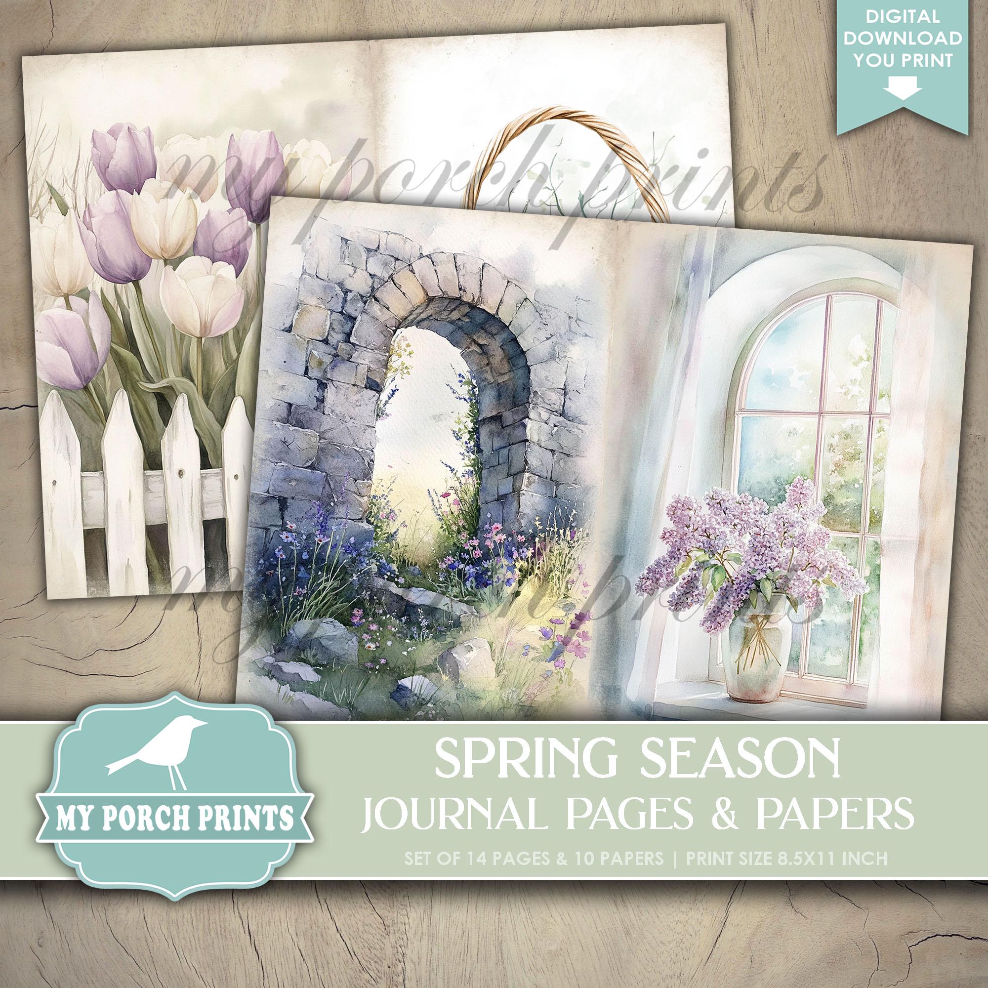 Spring Season Junk Journal PAGES & PAPERS, 4, Four, Seasons, Easter ...
