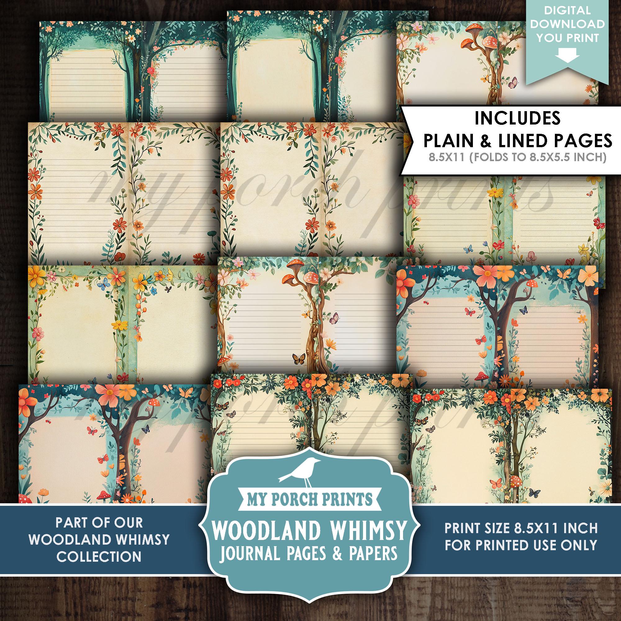 Woodland Whimsy Junk Journal PAGES & PAPERS, Kit Colorful Boy Girl Kids ...