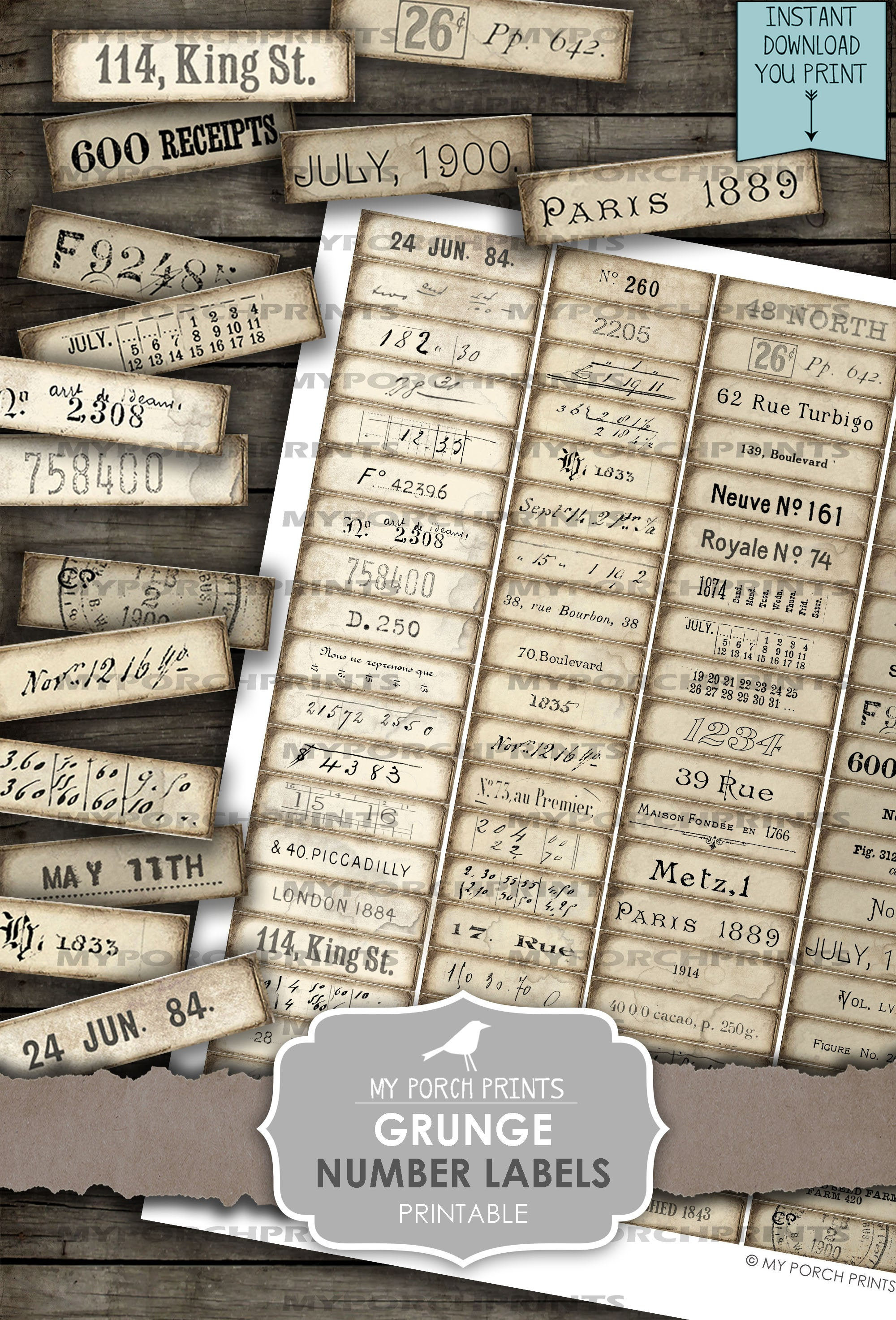 Grunge, Number, Labels, Parchment, Junk Journal, Definition, Neutral ...