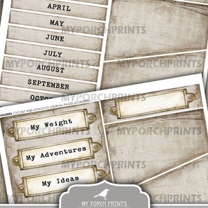 Junk Journal, Planner, Kit, Neutral, Grunge, Calendar, Bullet Journal ...