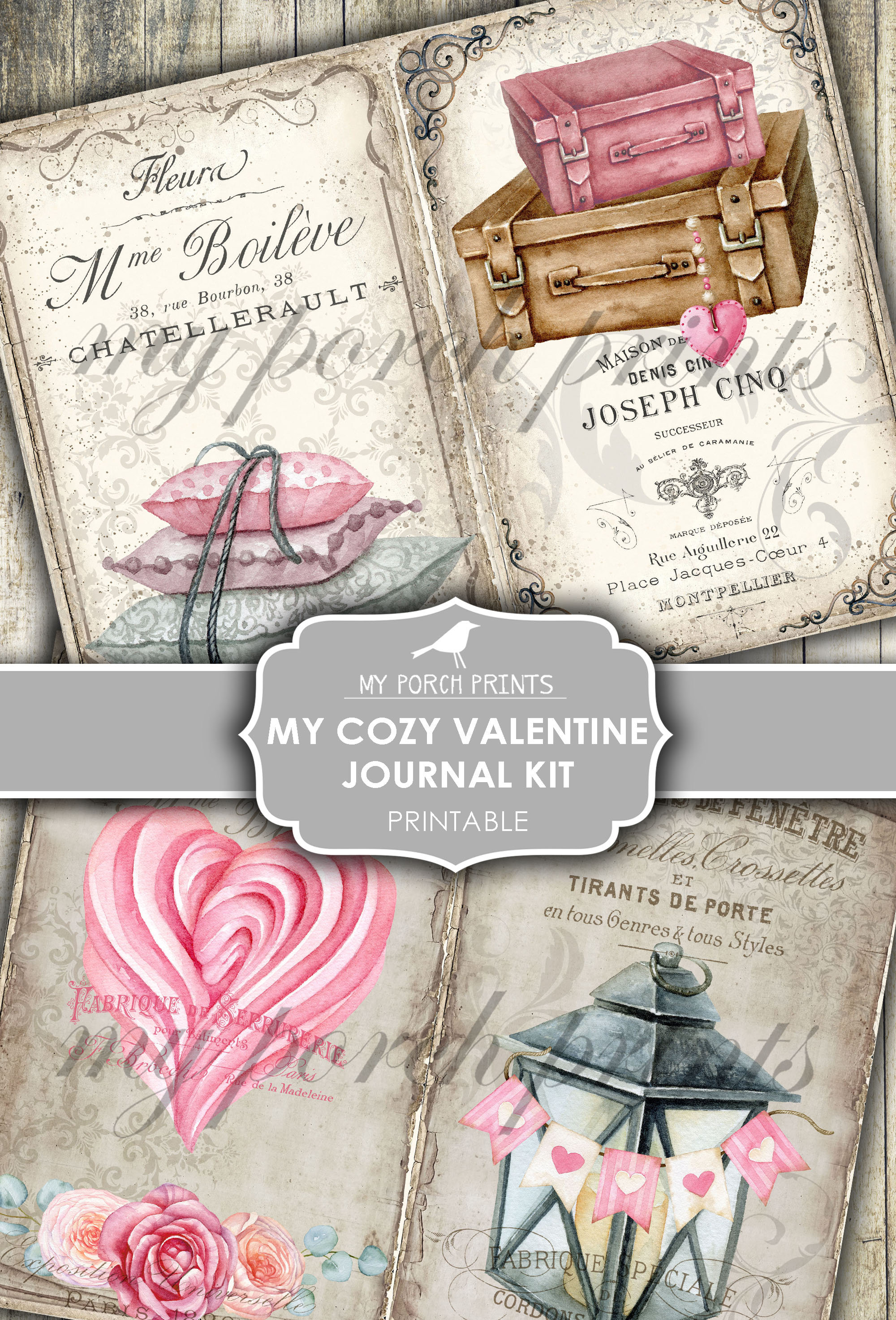 Junk Journal Kit My Gift Fall Autumn, Gift Idea, Mom, Best Friend, Women,  Blush, Tea, Pink, My Porch Prints, Digital Download, Printable 