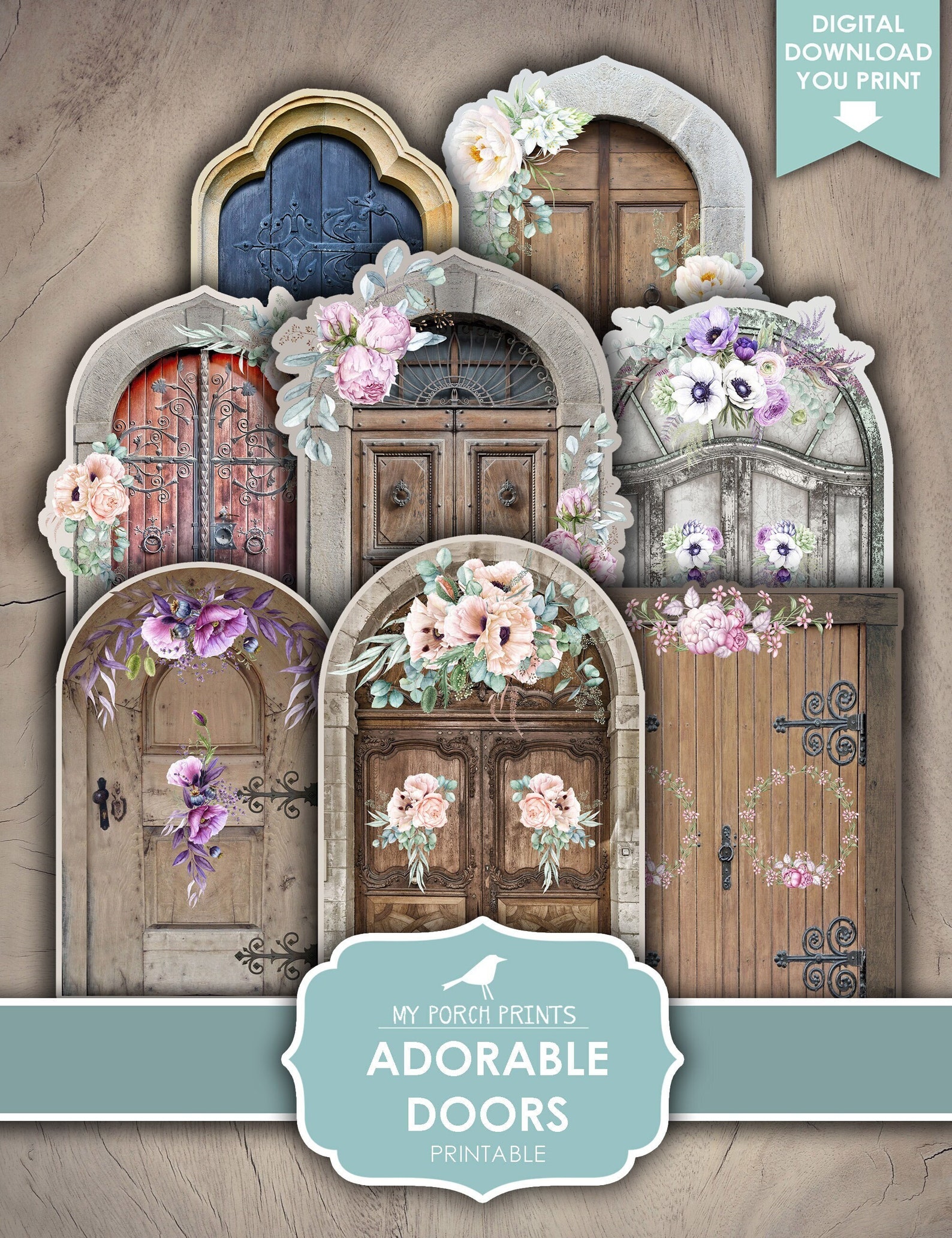 Adorable Doors, Junk Journal, Door, Open, Gift, Card, Cover, Wood ...