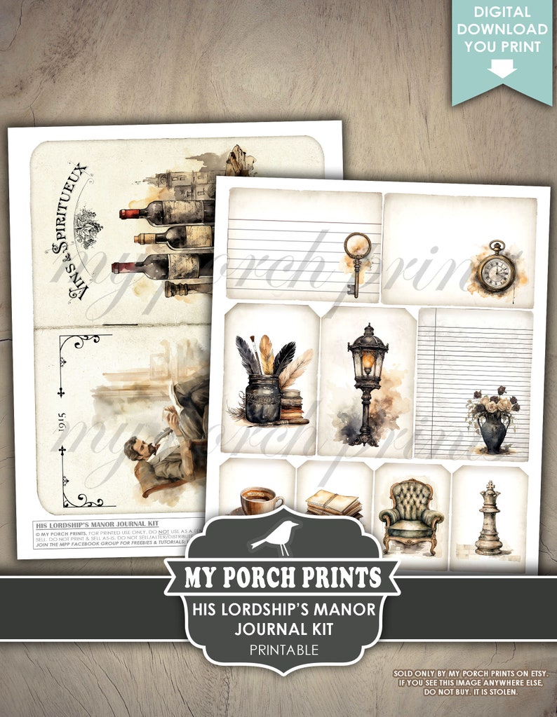 His Lordship's Manor Junk Journal Kit, Victorian, Grunge, Ephemera ...