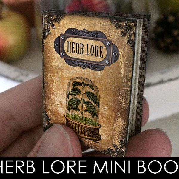 Herb Lore Mini Book, mini album, potion book, potion label, scrapbook, printable, vintage, herbology, plant, nature, miniature, junk journal