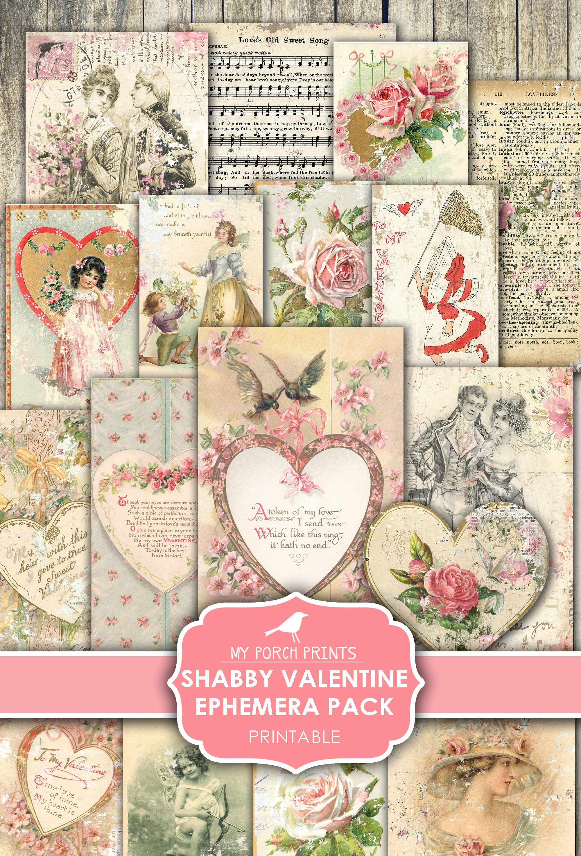 Lot of 14 Vintage Valentines Day Cards Various Makers Style Junk Journaling